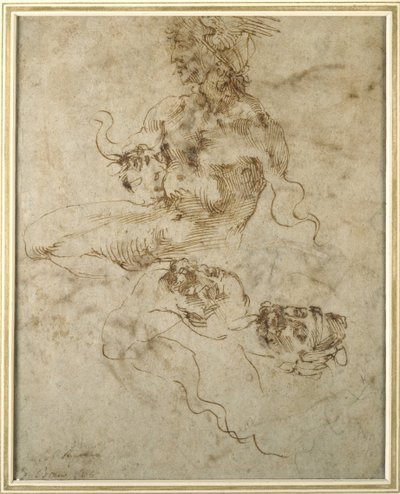 15012'den Sonra Oturan Genç Bir Adamın İncelenmesi by Michelangelo Buonarroti