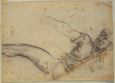Otograf olmayan figür ve yazıt çalışması by Michelangelo Buonarroti