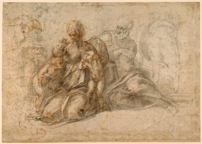 Kutsal Aile (rekto); Amorous Putti (verso) c. 1530 by Michelangelo Buonarroti