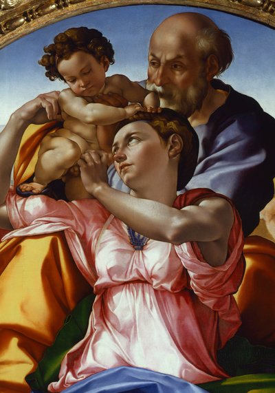 Kutsal Aile, Michelangelo Buonarroti (1475-1564), panel üzerinde tempera, 91x80 cm by Michelangelo Buonarroti