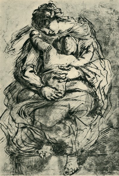 Madonna ve çocuk, 16. yüzyılın sonu ile 17. yüzyılın başları, 1943. by Michelangelo Merisi Caravaggio