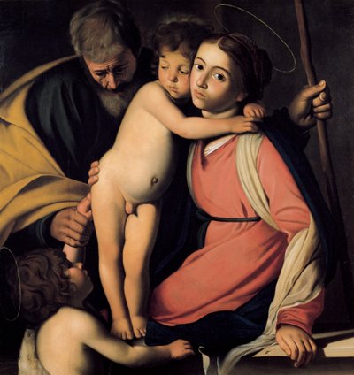 Çocukken Vaftizci Yahya ile Kutsal Aile, 17. yüzyılın başlarında. by Michelangelo Merisi Caravaggio