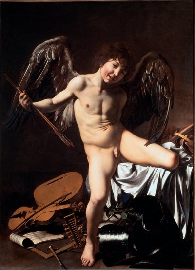 Amor vincit omnia (Muzaffer Aşk Tanrısı veya Muzaffer Aşk veya Dünyevi Aşk olarak adlandırılır) (Resim by Michelangelo Merisi da Caravaggio