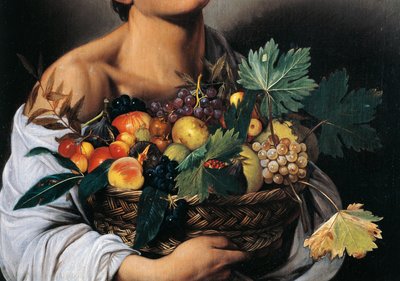 Meyve sepeti olan çocuk, detay by Michelangelo Merisi da Caravaggio