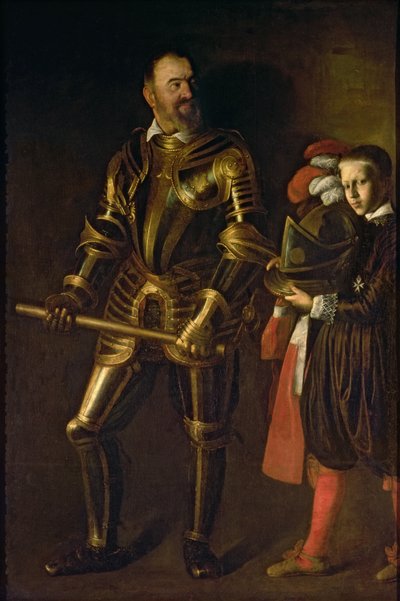 Alof de Wignacourt'un portresi, 1601-22 (1547-1622) Malta Nişanı'nın Büyük Üstadı, kendi sayfasıyla, c.1608 (tuval üzerine yağlı boya) by Michelangelo Merisi da Caravaggio
