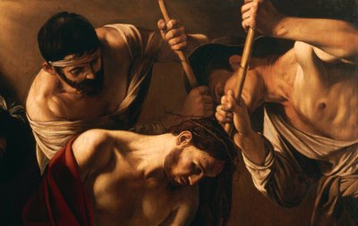 Dikenli Taç, c.1603 (tuval üzerine yağlı boya) (507206 detayı) by Michelangelo Merisi da Caravaggio