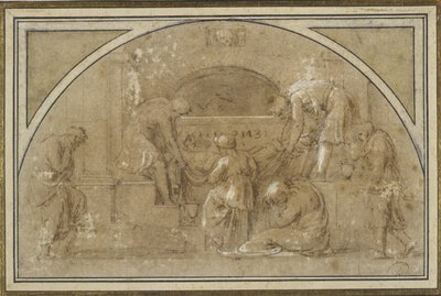Entombment (kağıt üzerine guaj ile mürekkep ve yıkama) by Michelangelo Merisi da Caravaggio