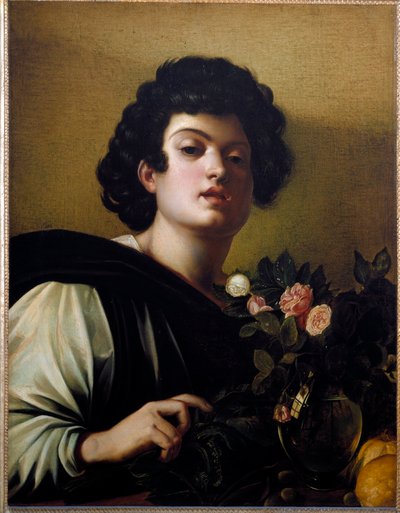 Gül vazoda genç çocuk by Michelangelo Merisi da Caravaggio