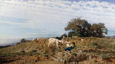 Çobanlar ve keçiler ile kırsal, Michele Cammarano (1835-1920) by Michele Cammarano
