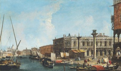 Sağda Piazetta ve Libreria Marciana, solda Dogana ve Santa Maria della Salute ile Venedik