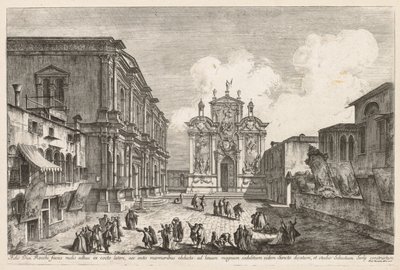 Venedik Manzaraları: Campo S. Rocco, 1741. by Michele Marieschi