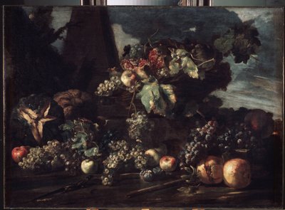 "Üzümlü Natürmort" Tablo Michelangelo Pace da Campidoglio (1610-1670) 1650-1660 Boyut 98x134 cm Ermitaj Müzesi, Sankt Petersburg by Michele Pace del Campidoglio