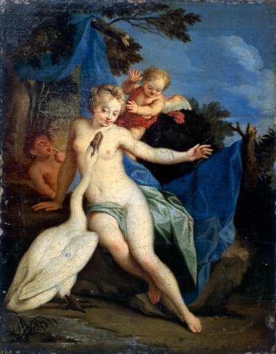 Leda ve Kuğu (tuval üzerine yağlıboya) by Michele Rocca