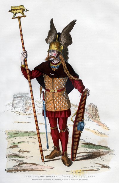 Bir standart taşıyan savaş elbiseli Galya şefi, 1882-1884. by Michelet