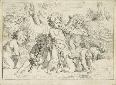 Beş müzik yapan çocuk by Michiel Frans van der Voort