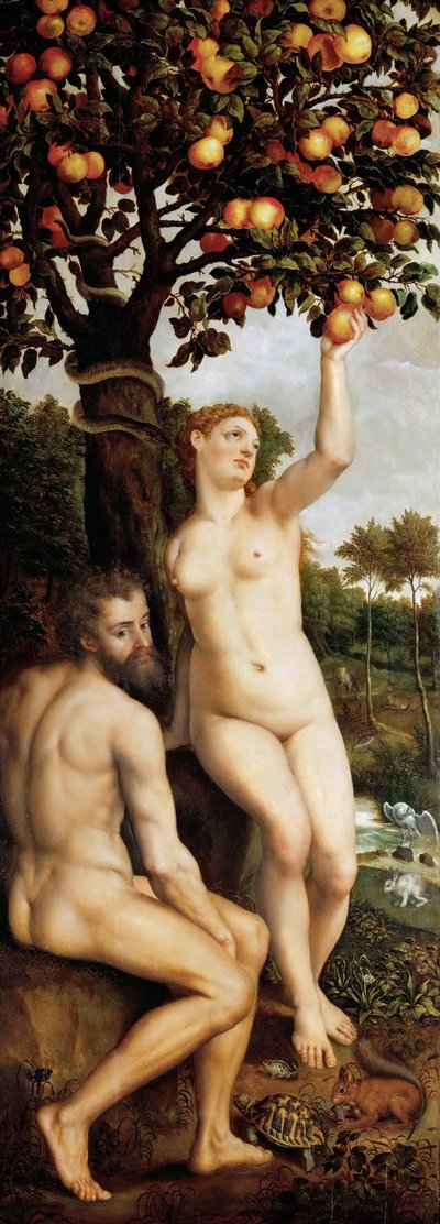 La chute de l'homme - İnsanın Düşüşü - Michiel Coxcie (Coxie) (1499-1592). Ahşap üzerine yağlı boya, 16. yüzyılın ortalarında. Ebat : 237x87,5 cm. Sanat Tarihi Müzesi, Viyana by Michiel I Coxie or Coxcie