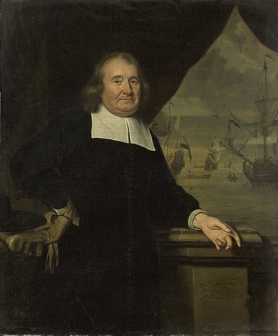 Bir kaptanın veya gemi sahibinin portresi by Michiel van Musscher