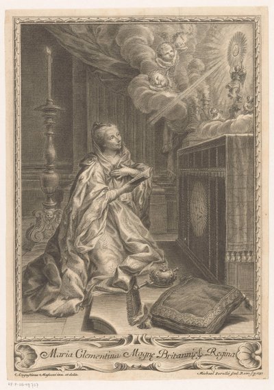 Bir sunağın önünde Maria Clementina Sobieska by Miguel de Sorelló