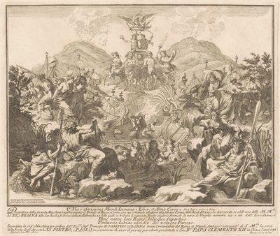 1738 Chinea için Seconda Macchina: Bacchus ve Ceres Zaferi by Miguel de Sorellò, after Carl Marcus Tuscher