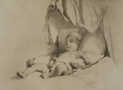 Yatakta Uyuyan Bebek by Mihaly von Zichy