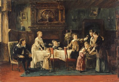 Yeni Bebeği Ziyaret, 19. yüzyıl by Mihály Munkácsy