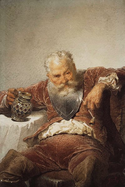 Falstaff, Şarap Tankardlı ve Pipolu, 1873. by Mihály Zichy