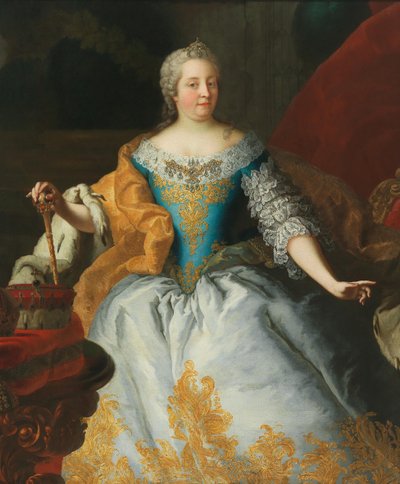Bohem taç ile İmparatoriçe Maria Theresia, Macaristan ve Bohemya Kraliçesi portresi. by Mijtens