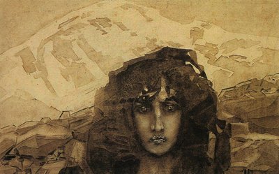Bir İblis Başkanı, 1890 (karton üzerine wc) by Mikhail Aleksandrovich Vrubel