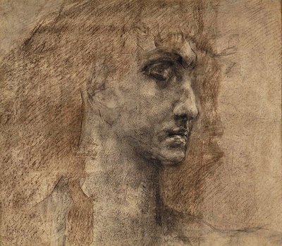 Head of an Angel, 1887 (charcoal und red crayon on paper) by Mikhail Aleksandrovich Vrubel