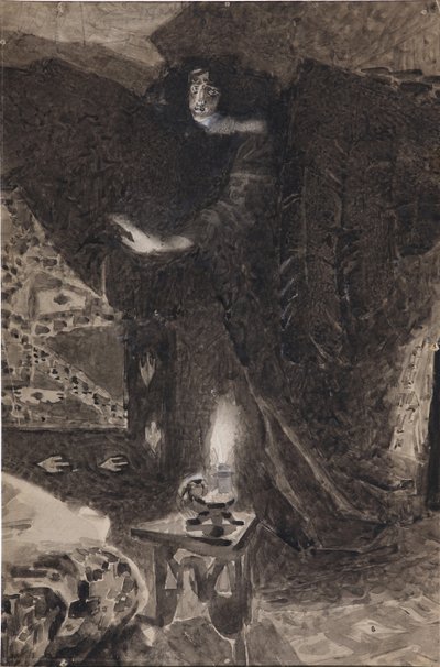 Mihail Lermontov, 1890-1900 tarafından yazılan Şeytan şiirine örnek by Mikhail Aleksandrovich Vrubel