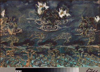 Nenuphars (nympheas) (Nilüferler) - Mikhail Alexandrovich Vrubel (Vrubel) (1856-1910), kağıt üzerine suluboya ve guaj, Rus sanatı 19.-20. yüzyıl, art nouveau - Devlet Müzesi Abramtsevo Estate, Moskova by Mikhail Aleksandrovich Vrubel