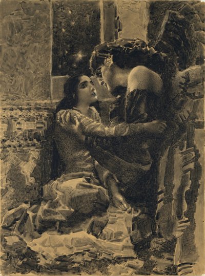 Tamara ve Şeytan. Mihail Lermontov, 1890-1891 tarafından yazılan Şeytan şiirine örnek by Mikhail Aleksandrovich Vrubel