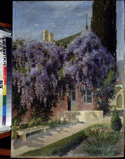 Wisteria ile iç içe bir ev. Mihail Aleksandroviç Alisov
