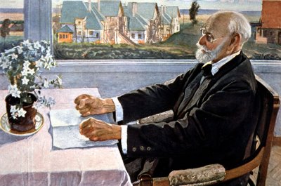 Ivan Pavlov, Saint Petersburg yakınlarındaki evinde by Mikhail Vasilievich Nesterov