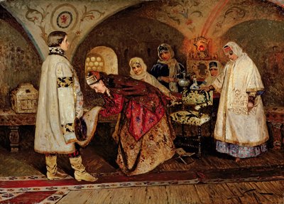Çar Alexei Mihayloviç (1629-76) Geliniyle Buluşuyor, Maria Miloslavasky, 1887 by Mikhail Vasilievich Nesterov