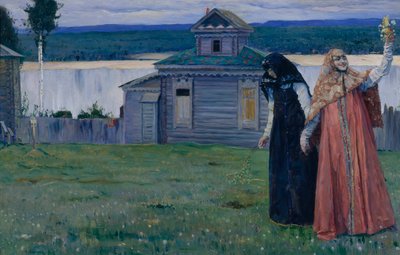 Gözlerden uzak bir manastırda Sisters, 1915. by Mikhail Vasilievich Nesterov
