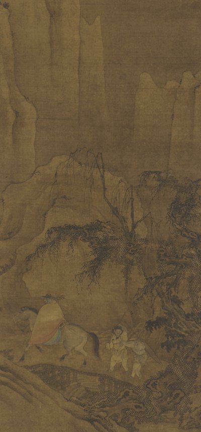 Görevlileri ile At Sırtında Bir Gezgin by Ming Dynasty Chinese School