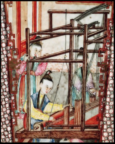 İpek dokumayı gösteren bir vazodan detay (seramik) by Ming Dynasty Chinese School