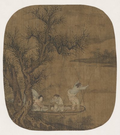 Teknede yemek keyfi, 16-17. yüzyıl (ipek üzerine mürekkep ve renk) by Ming Dynasty Chinese School