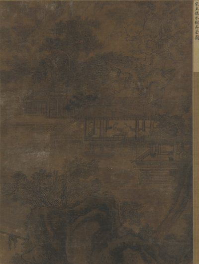Manzara: ağaçların altında bir köşkte iki adam by Ming Dynasty Chinese School