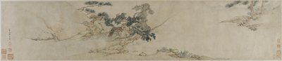 Bir çam ağacının altında kanun çalmak, 16. yüzyılın sonu ile 17. yüzyılın başları (kağıt üzerinde mürekkep ve renk) by Ming Dynasty Chinese School