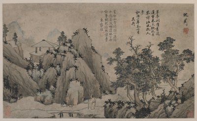 Bir Dağ Deresi yanında yürümek (kağıt üzerinde mürekkep ve renk) by Ming Dynasty Chinese School