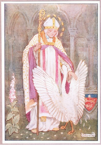 St Hugh ve beyaz kuğu litografi by Minnie Didbin Spooner