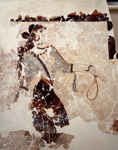 Minos uygarlığı: ibadet eden kadınlar. Detay. Santorini, Akrotiri