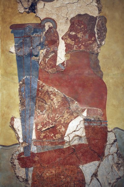 Minos sanatı. "Kupa Taşıyıcı", Fresk alayından bir figür. A. Evans tarafından Knossos arkeolojik sit alanında bulunan ve şimdi Herakleion Arkeoloji Müzesi