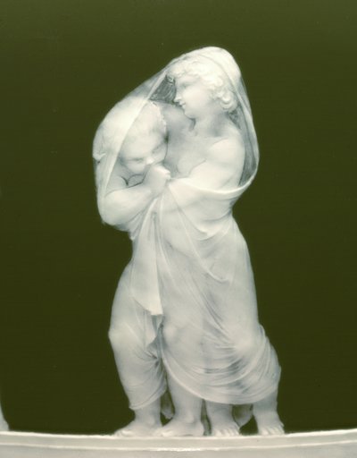 Bir çift vazodan detay, "Les alteres y les frileux", 1879 by Mintons Ltd