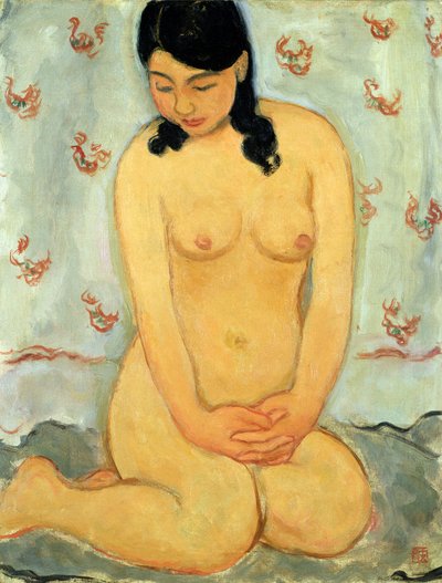 Oturan çıplak (tuval üzerine yağlı boya) by Mitsutani Kunishiro