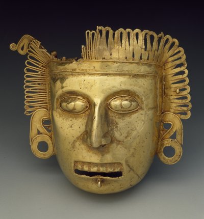 Pektoral maske, Geç Postklasik dönem, c.1350-1521 (altın) by Mixtec Mixtec