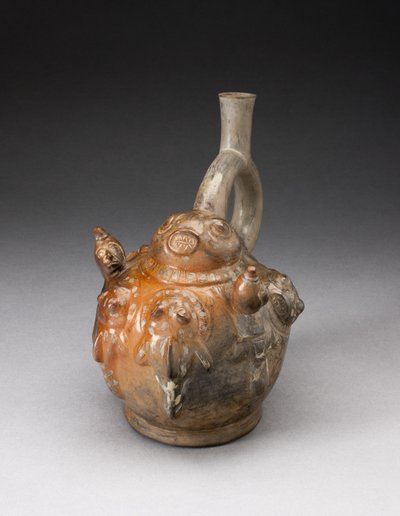Bir Balık Tutma Sahnesini Betimleyen Kabartmalı Üzengi Ağızlı Tekne, M.Ö. 500 by Moche
