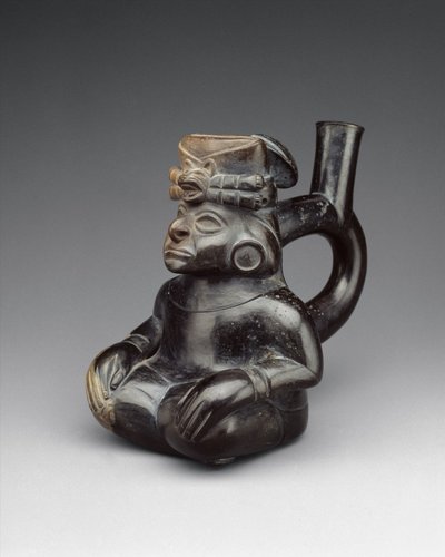 Oturan Figür Şişe, 2.–5. yüzyıl (seramik) by Moche Moche